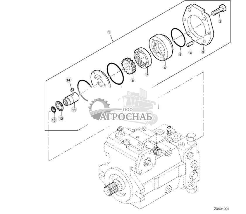 Аксиально-поршневой насос 45 см?, шестеренчатый 